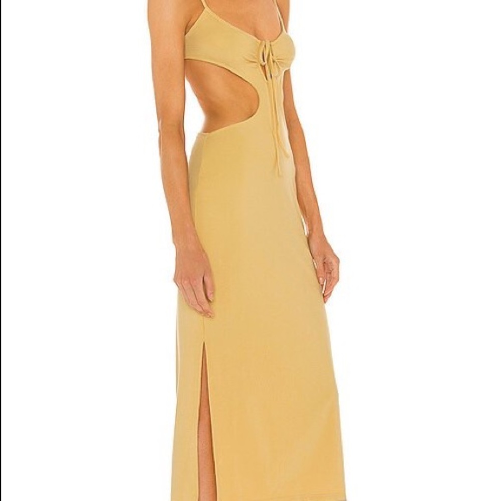 WeWoreWhat Ruched Cutout Maxi Dress in Sand